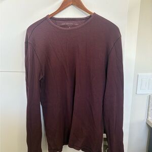 John Varvatos Long Sleeve Waffle Crew in Deep Burgundy